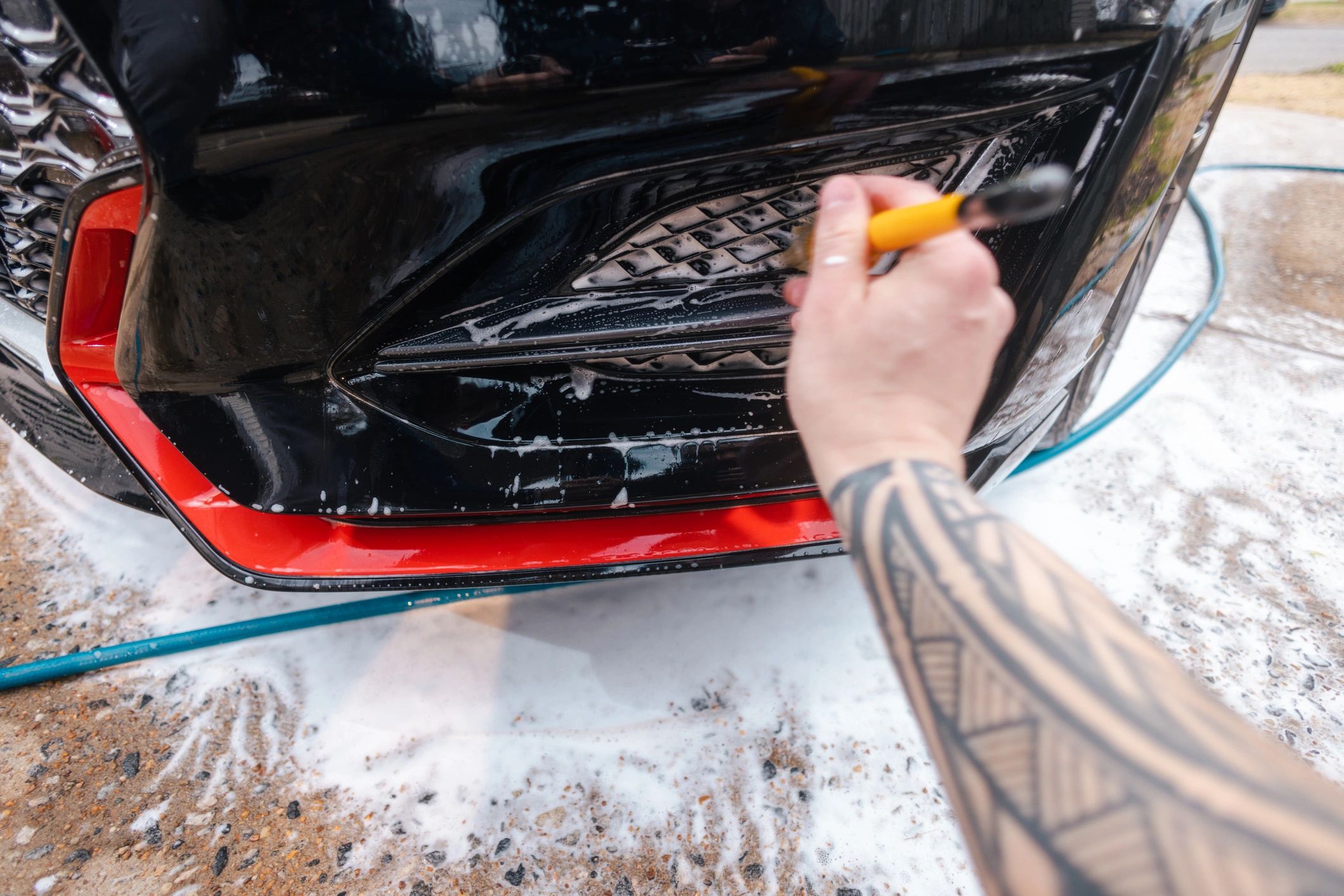 Detailing brush used during a careful hand wash
